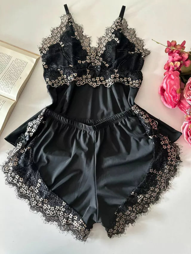 Baby Doll Intimus Preto e Dourado