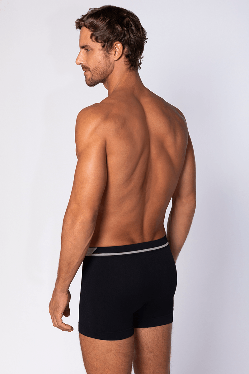 Cueca Boxer Preta Adulto Microfibra Cós Com Chanfro Lupo