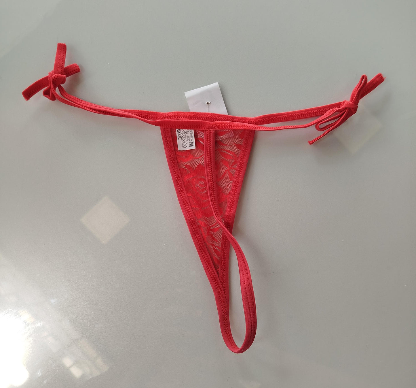 Tanga fio dental renda vermelha