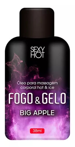 FOGO E GELO ÓLEO MASSAGEM BEIJÁVEL BIG APPLE SEXY HOT PROMOÇÃO 27,00