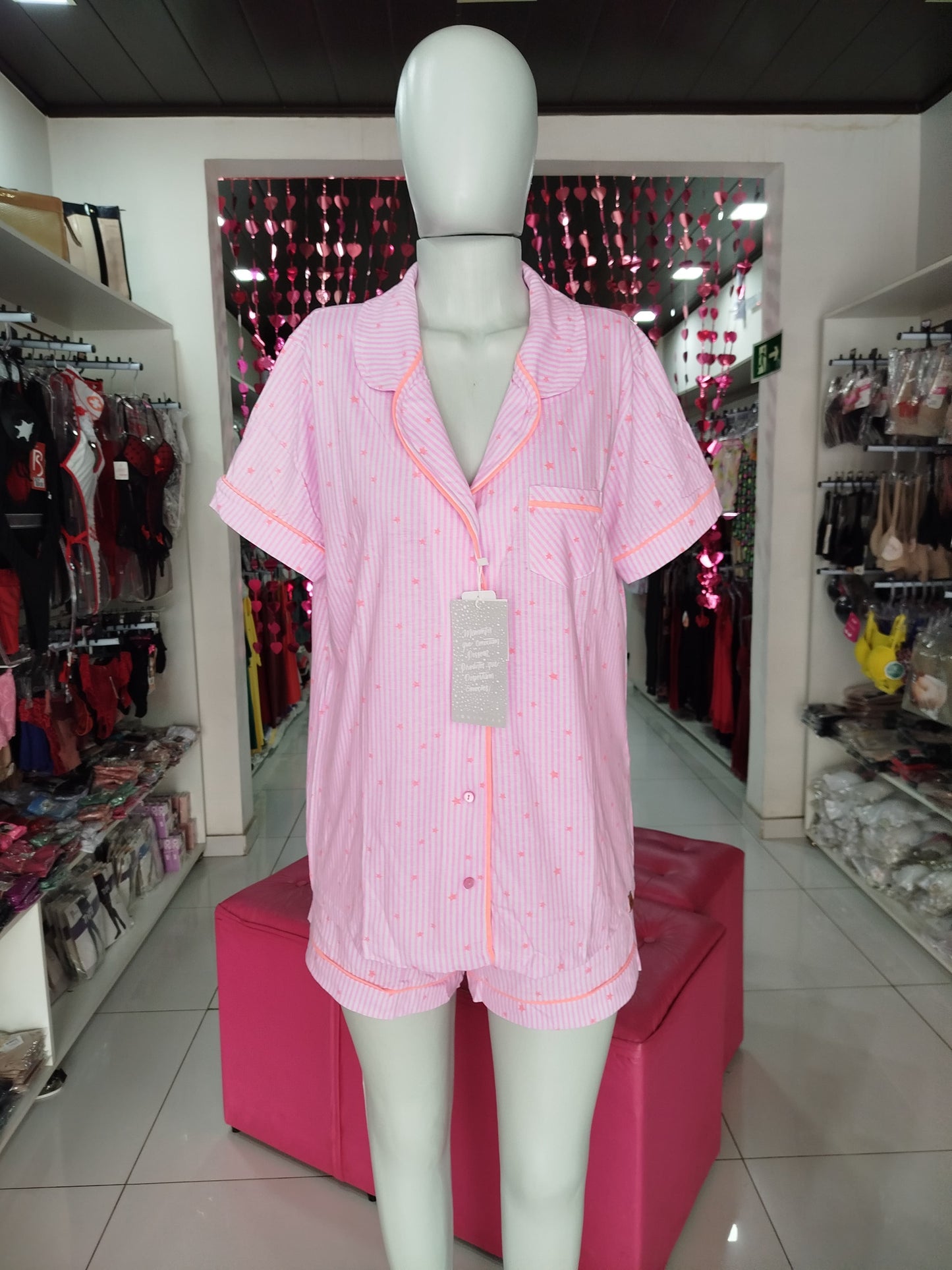 Pijama americano listrado rosa Mensageiro dos Sonhos