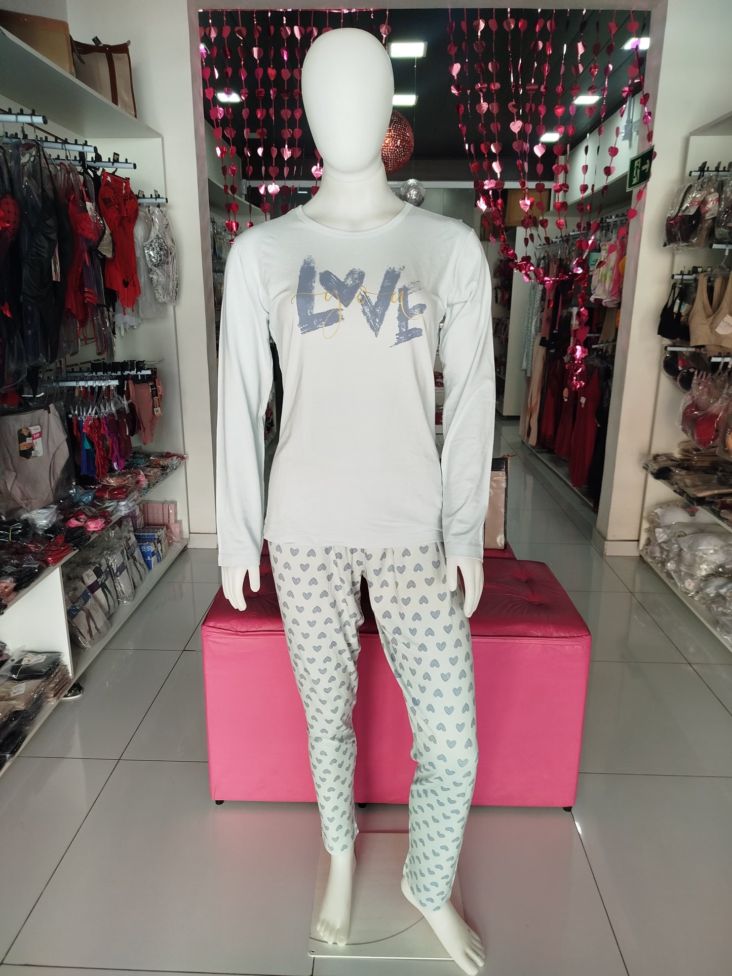 Pijama slim calça legging viscose love you Composê