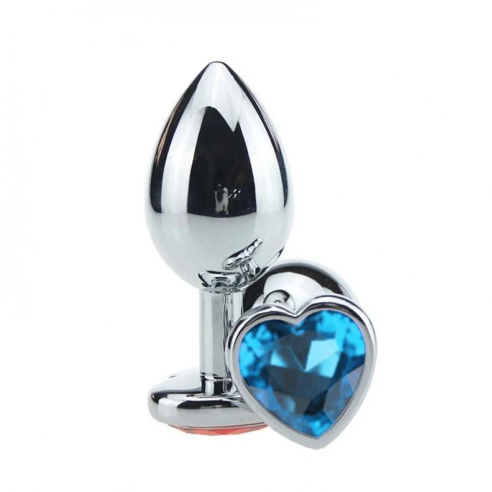 Plug anal de aço Coração Azul Céu M