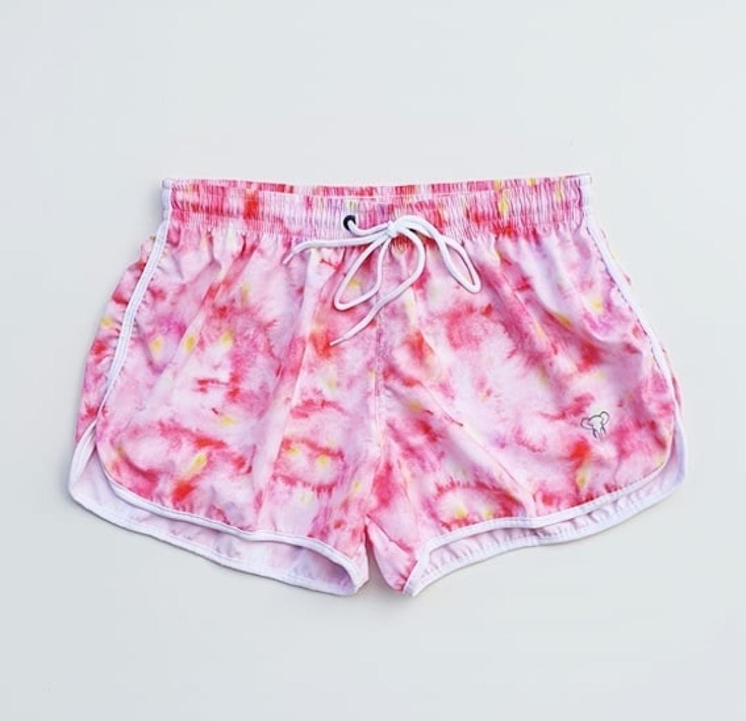 Short Elastico Sublimado Feminino Tie Dye Rosa