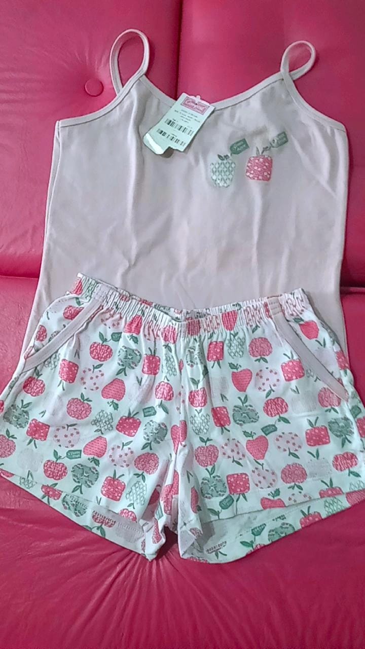 Pijama regata short c bolso composê