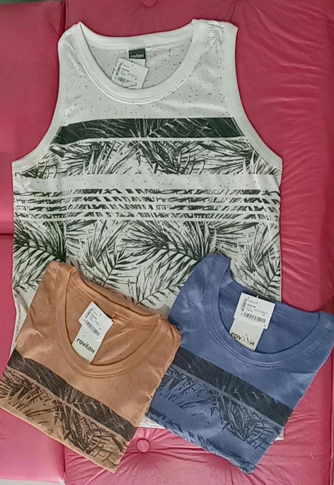 Camiseta regata estampada e lisa Rovitex