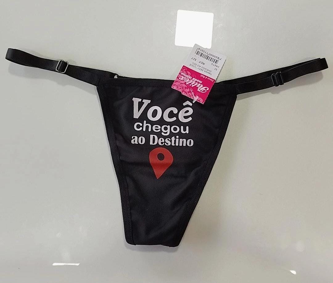 Tanga sexy "Você chegou ao seu destino" preta Patitex