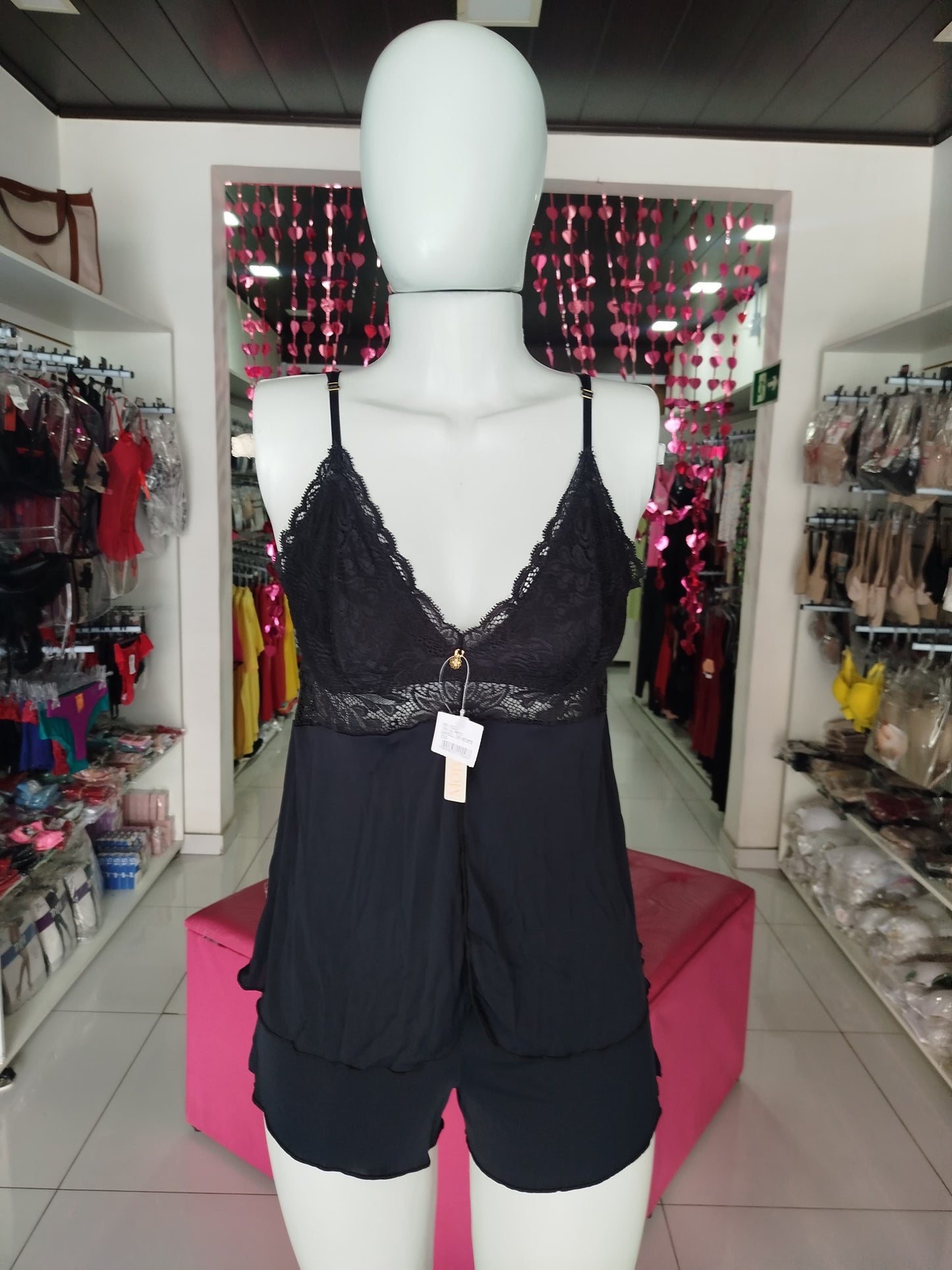 Baby doll aberto na frente Preto More