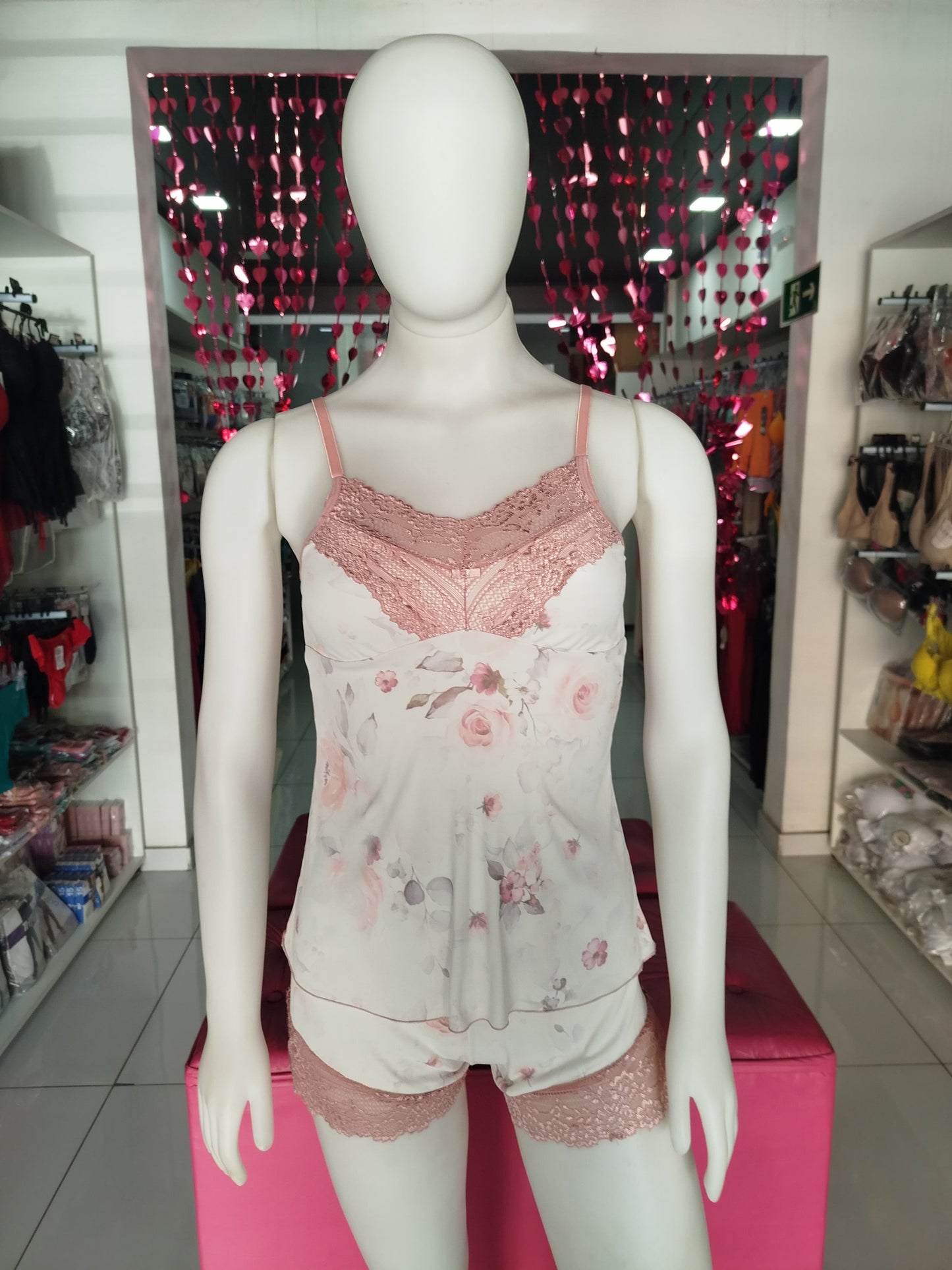 Baby doll  rosa e branco Del Valle