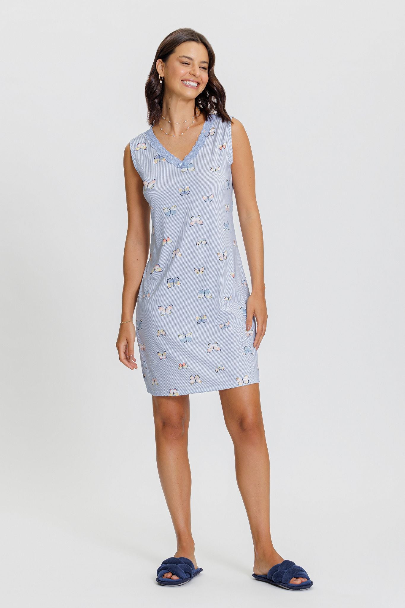 Camisola regata aberto estampa borboletas Mensageiro dos Sonhos