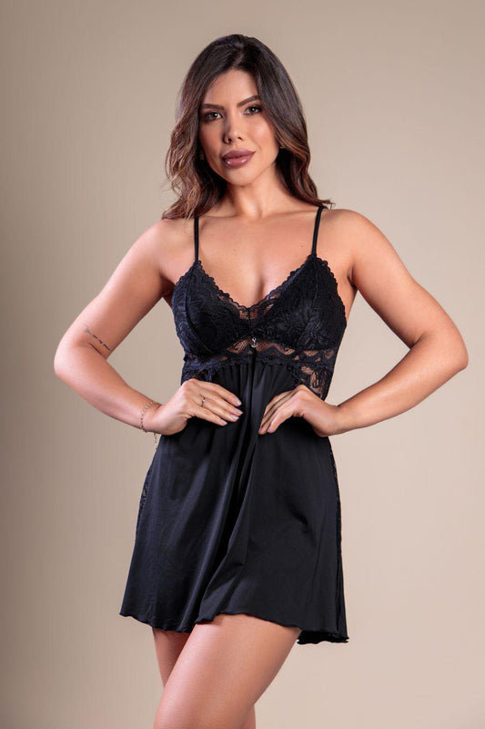 Camisola Lavínia - Camisola com detalhes estratégicos em renda Del Laras