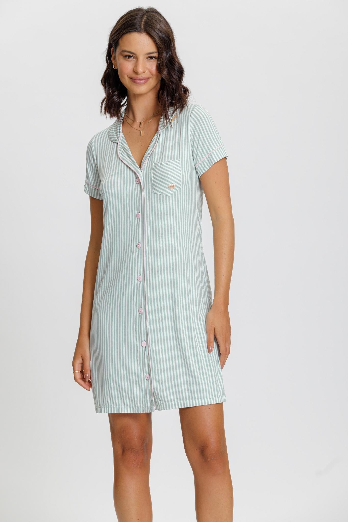 Camisola americano manga curta verde Mensageiro dos Sonhos