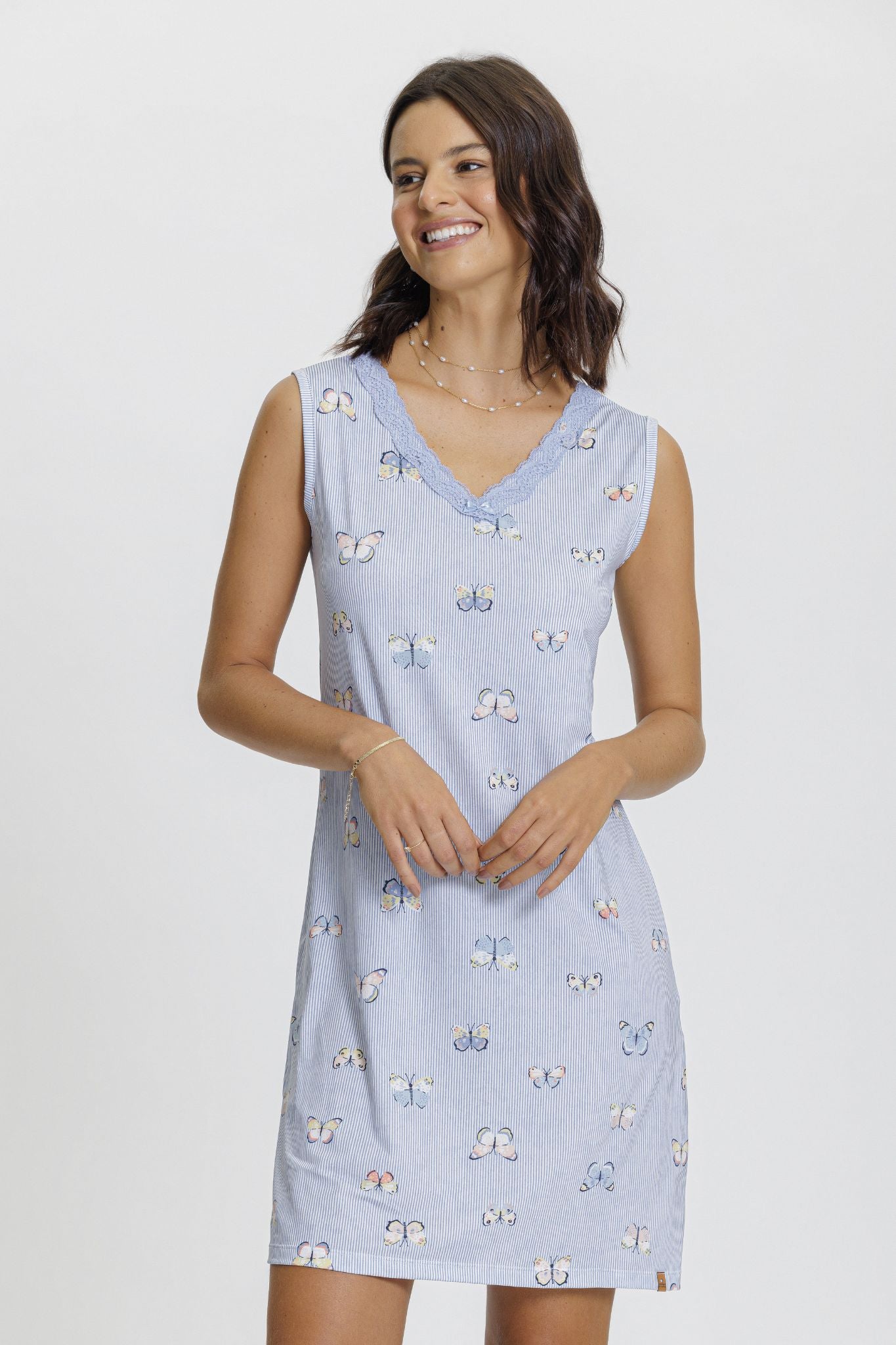 Camisola regata aberto estampa borboletas Mensageiro dos Sonhos