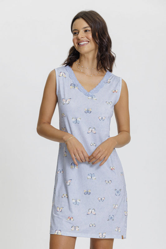 Camisola regata aberto estampa borboletas Mensageiro dos Sonhos