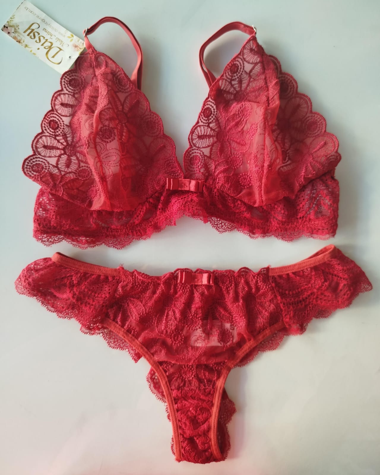 Conjunto Vermelho Sem Bojo e Sem Aro Deissy