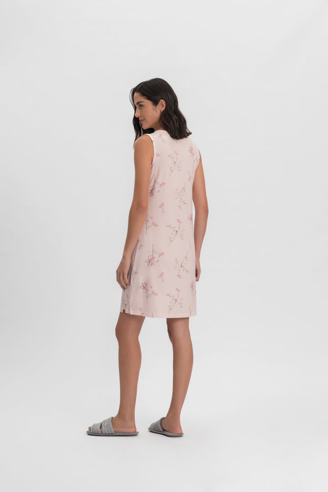 Camisola regata listrado com estampa floral rosa Mensageiro dos Sonhos