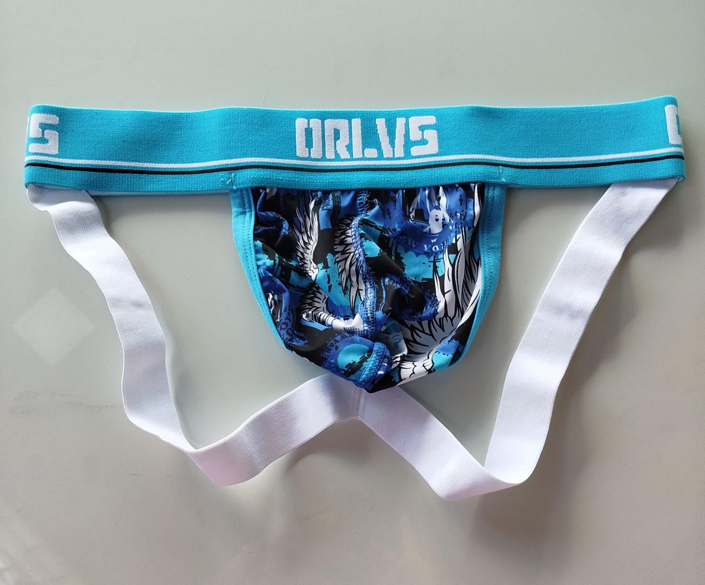 Cueca Jockstrap Azul e Branca