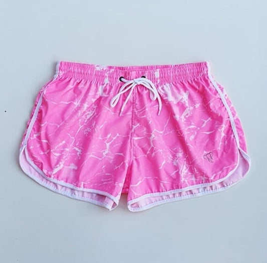 Short Elastico Sublimado Feminino Tie Dye Pink