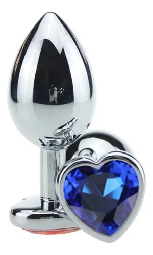 Plug Anal de aço M Coração Azul Escuro