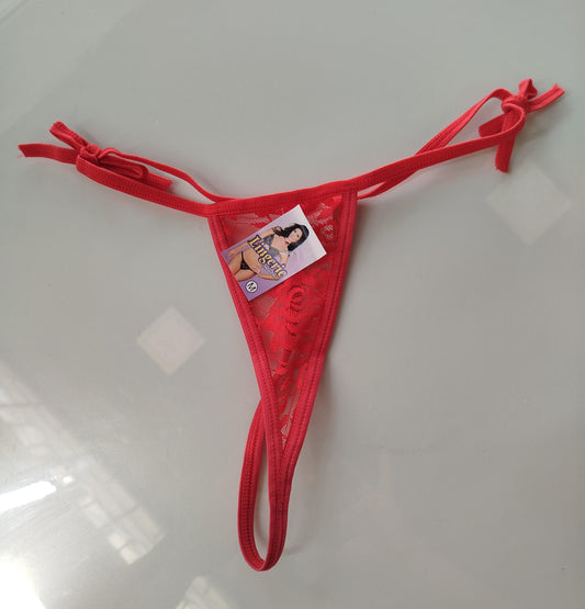 Tanga fio dental renda vermelha