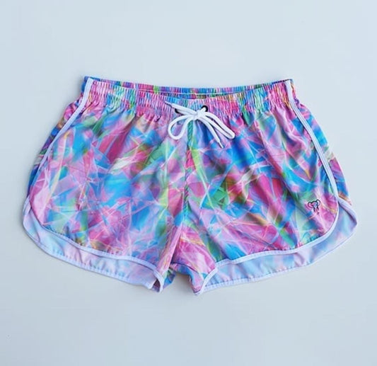 Short Elastico Sublimado Feminino Tie Dye Colorido