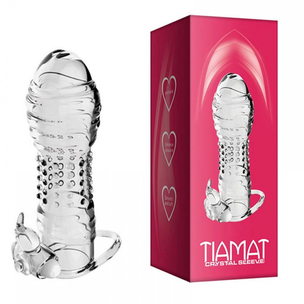 Tiamat Crystal Sleeve Capa Peniana Vibratória com Coelho Estimulador